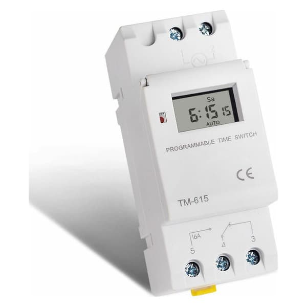 TM615-2 Programmerbar Timerkontakt, Energibesparende, 220V AC, Timerstyring Skinneinstallation