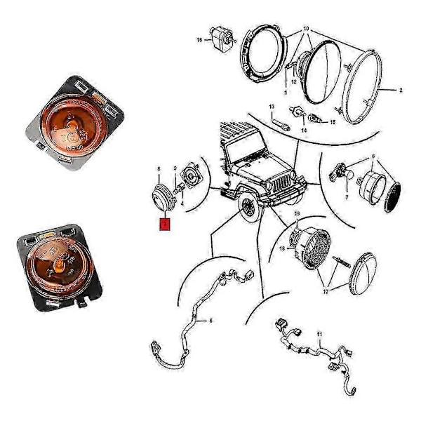 Side Front Skjerm Lampe Blinklys For Wrangler-jk 2007-2015