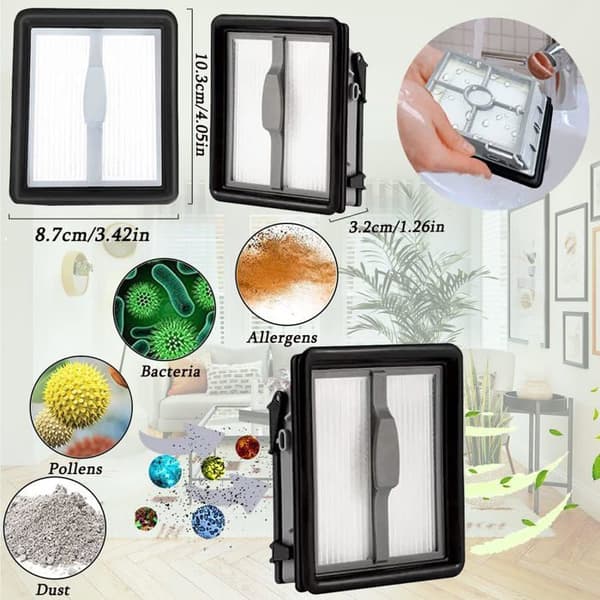 Tilbehør til Bissell CrossWave X7 Pet 3350F 2832Z 2955Z Multi-Surface alt-i-ett støvsuger, 2 erstatningsfiltre og 2 børsteruller
