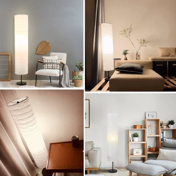 Lampeskærm - 1 Enhed - Risepapir og Metal - Diffust Lys - Stue, Soveværelse, Hotel - Hvid 22x94cm