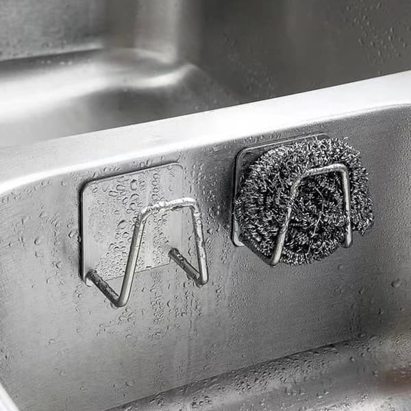 Køkkensvampeholder - Sæt med 2 - Rustfrit stål - U-formet design - Vandtæt - Opbevaring til vask og badeværelse