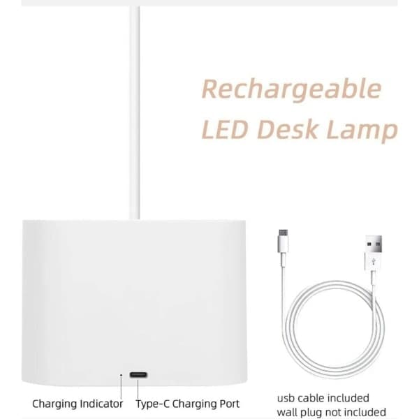 LED Bordlampe Penn Telefonholder USB Oppladbar Soverom Leselys Dimbar