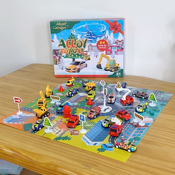 2025 Julekalender Adventskalender blind box, perfekt til jule- og Halloween-nedtællingsgaver, børns pull-back ingeniør bil