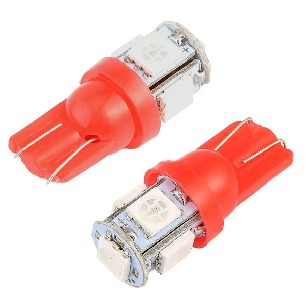 10-pak - T10 W5W Diode Pærer - Bil LED Lys red