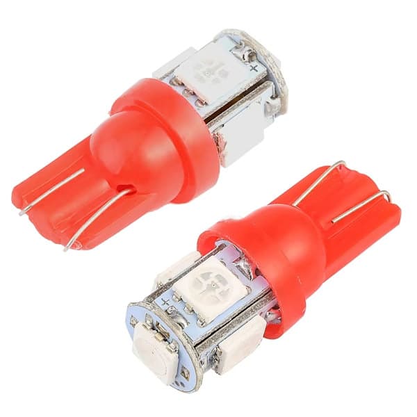 10-pakning - T10 W5W Diode Pærer - Bil LED Lys red