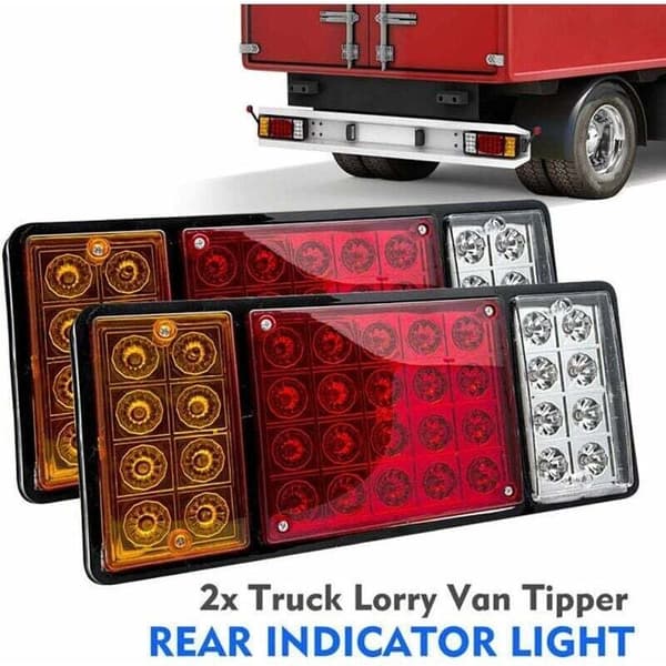 Sett med 2 12V 36 LED bilbaklys, bremselys, blinklys for lastebil, tilhenger, campingvogn, varebil, ryggelys