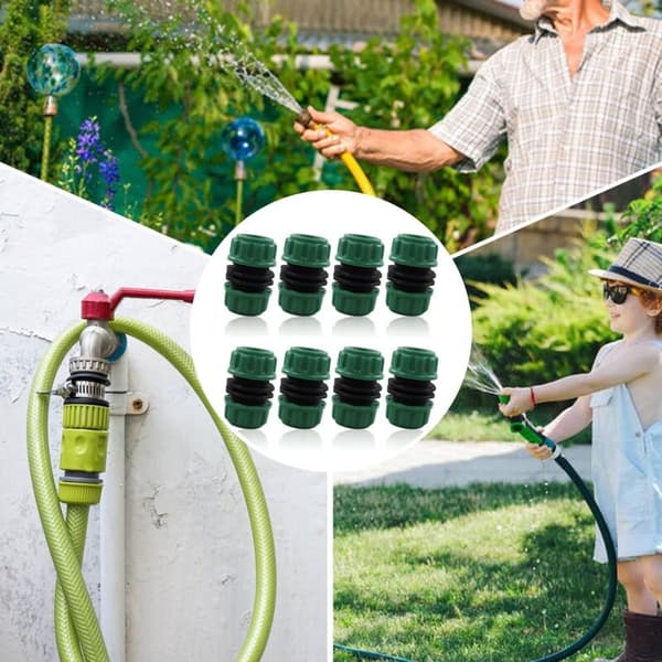 Pakke med 8 raske 1/2\" slangekoblinger, plastforlengelseskoblinger for hage (grønn)