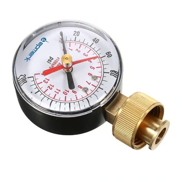 Lepmerk 2- 1/2'' Manometer Vandtryksmåler 3/4'' Hungevind 0-200 Psi Med Rød Viser