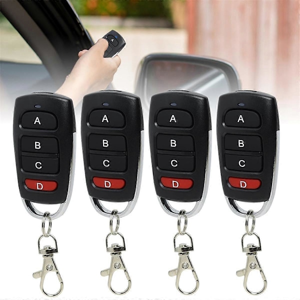 4-pack Universella Fjärrkontroller för Garageport, 433 MHz, Klonfjärrkontroll för Grindar och Garage, Handhållen Sändare