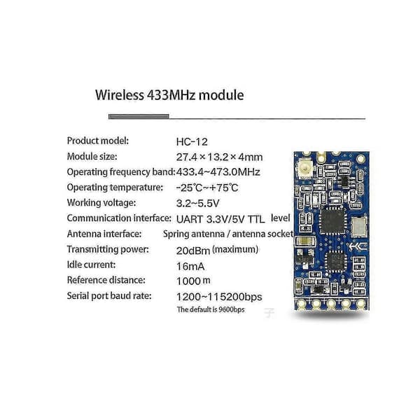 -12 433mhz Si4463 langaton sarjaporttimoduuli 1000m korvaa Bluetooth Hc12 - 4 kpl-gj