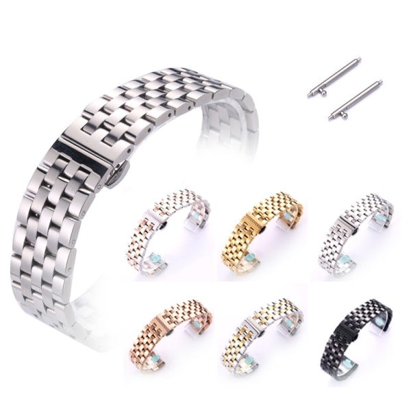 22mm Armband i Rostfritt Stål med Raka och Böjda Ändar 18mm 19mm 21mm 20mm 22mm 24mm Ersättningsarmband i Metall för Män och Kvinnor