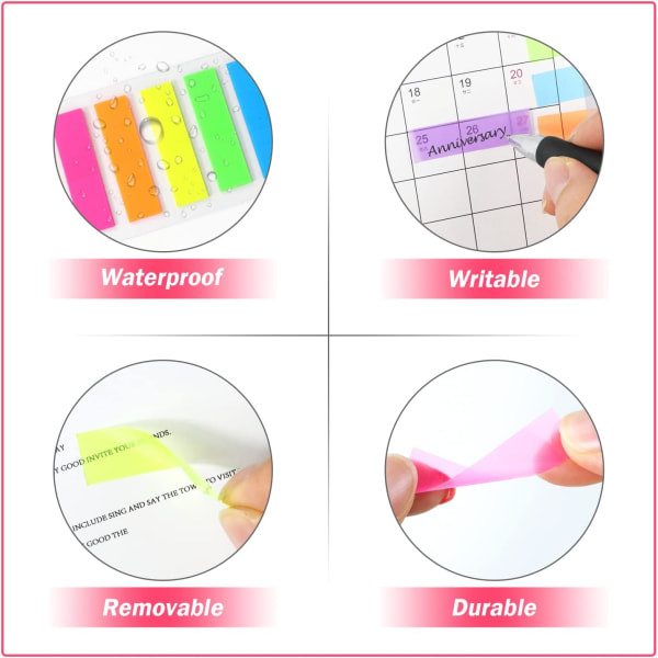 1120 stk. bokmerkemarkører, klistrelapper, Post-it-bok, sidemarkør