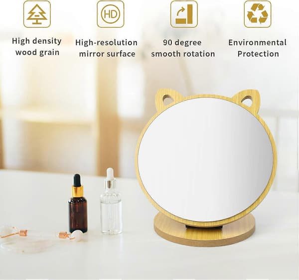 Sminkställ, Bordspegel Kreativ Kattöronform, Justerbar