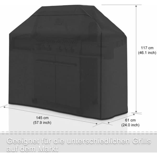 Grillin suojapeite, vedenpitävä grillisuoja, 145 x 61 x 117 cm, musta