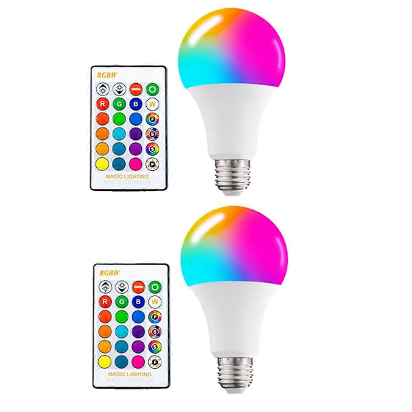 Färgskiftande Lampa med Fjärrkontroll 16 Färger Multicolor RGB Flood Light 15W E27 Dimbar LED-lampa