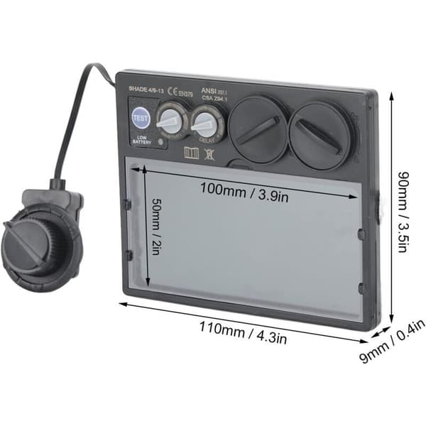 Soldriven automatiskt nedbländande svetslins 100 x 50 mm (batteri ingår ej)