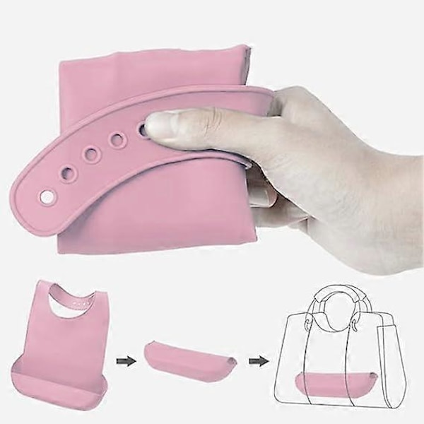Tvättbara Silikonhaklappar för Vuxna Äldre, Justerbar Silikonhaklapp för Vuxna, Vattentät Haklapp för Äldre med Smulskydd, Matningshaklappar för Äldre Funktionshindrade Pink L 42x28cm