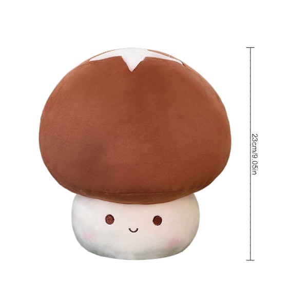 NYHET! Søt sopp-pute i mykt plusj - Koselig sopp-pute for klemmekos brown 23cm