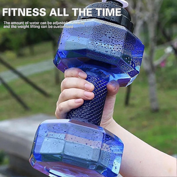 Dumbbell-formet Vandflaske Stor Kapacitet Plastik Bærbar Sports Vandflaske Green 2.2L