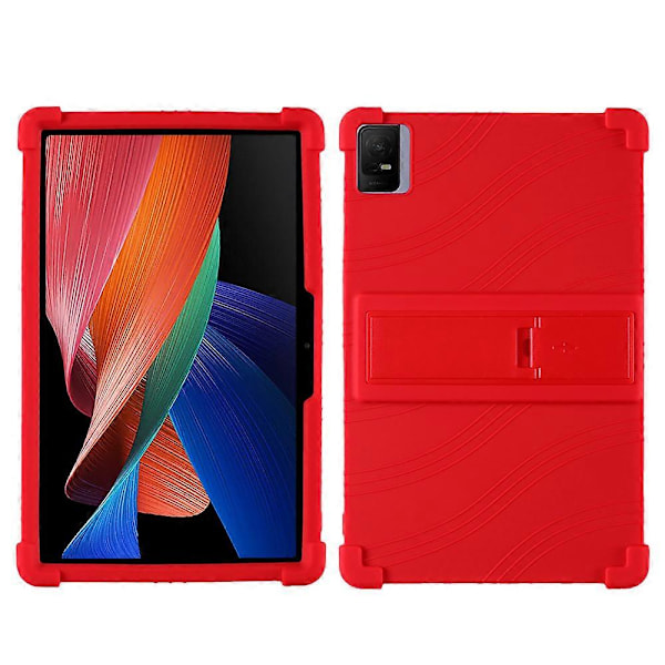 Silikoninen tablettikotelo TCL Tab 11 -tabletille, PC-jalusta, paksunnetut kulmat, suojaava tablettikotelo Red