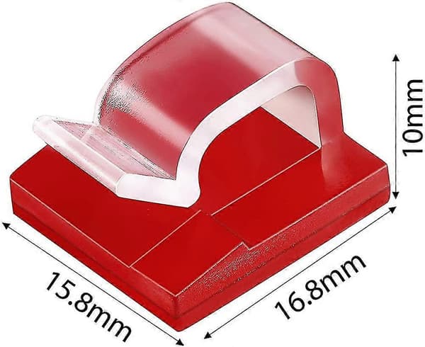 100 stk. kabelholder selvklæbende mini udendørs kabelclips med klæbemiddel Red