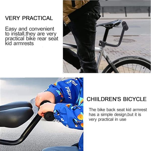Cykel Bagfodstøtte - 1 Stykke - Stål - Universal Børnestøtte - Til Standardstel - Sort