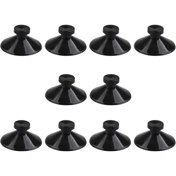 Förpackning med 10 svarta 25 mm sugkoppar i gummi för akvarier
