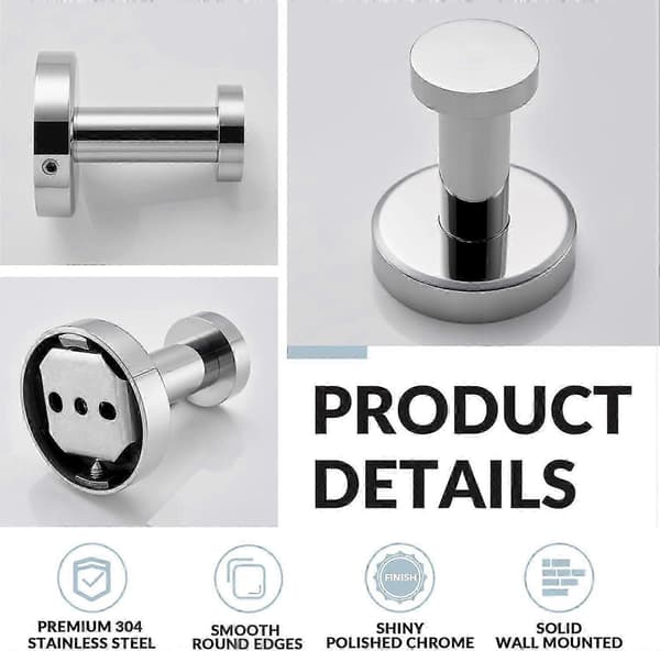 Krom SUS304 Veggmontert Kleskrok 4-Grenet Design