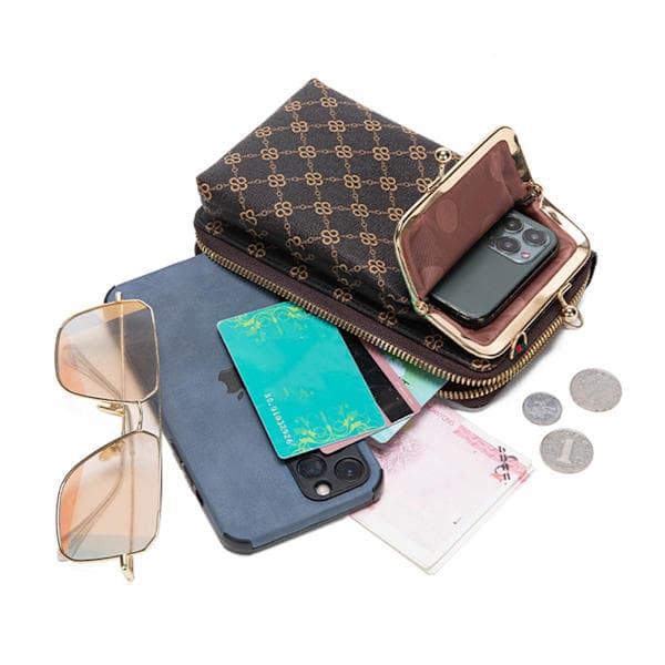 Axelväska för kvinnor Crossbody Tryckt Plånbok Mini Telefonväska - i lager Brun Brown