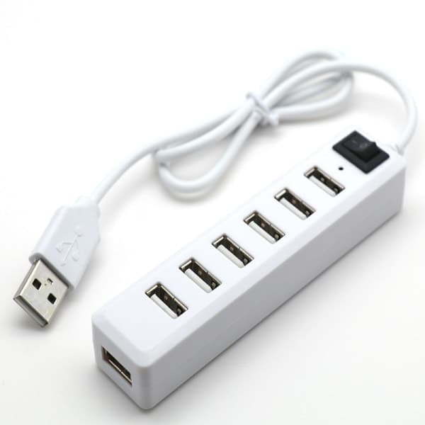 7-Port USB Hub, Udvidelsesenhed, Høj Hastighed USB 2.0, Multi USB Hub, Splitter, Switch, Ledningsadapterkabel til Laptop, Mac Book