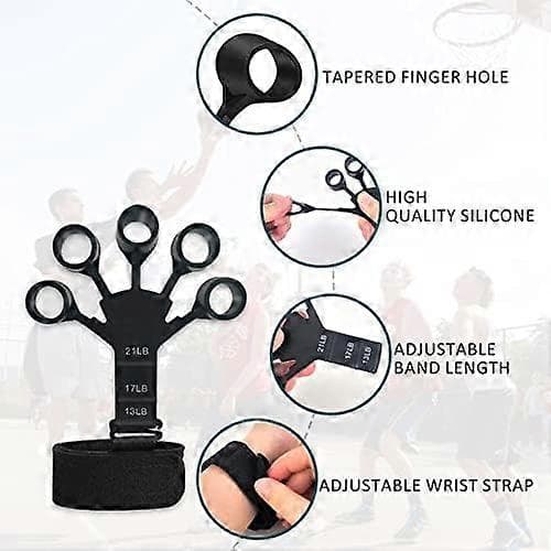 2-pack Fingerförstärkare Handgreppstränare, 6 resistansnivåband Silikonhandledsstretchare, Gitarrfingerövningstränare