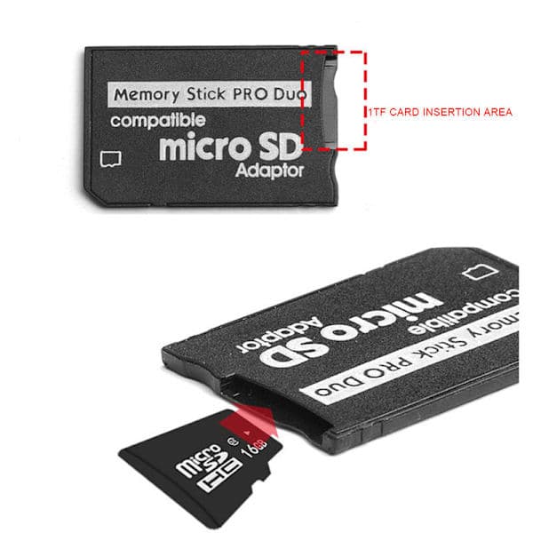 Adapter, -SD/-SDHC TF-kort til Memory Stick Pro Duo-kort for PSP-kortadapter