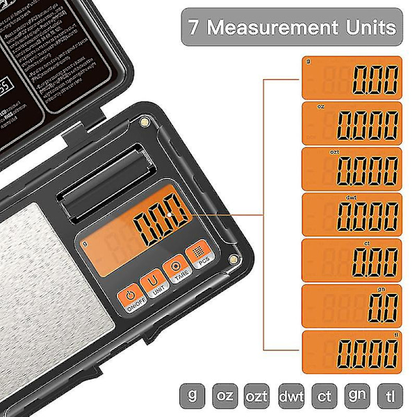 50g 0.001g Elektronisk Digital Vekt Mini Vekt Presisjon Profesjonell 200g 0.01g Lommevekt Milligram Kalibreringsvekter 50g 0.001g