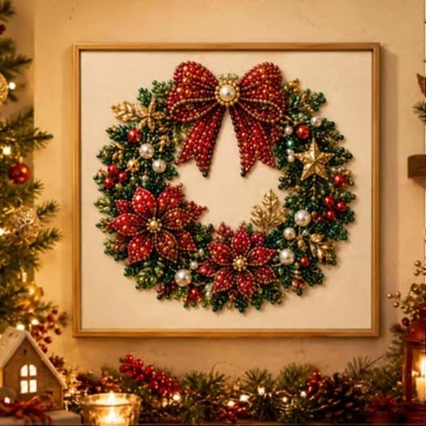 Juleperle diamantmaling, dekorer rom, julenisse | Juleperlekunstsett for voksne og nybegynnere, edelsten diamantperler Tree