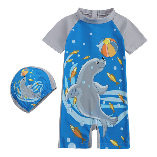 Tecknad baddräkt för barn Cap Baby Jumpsuit i ett stycke XL