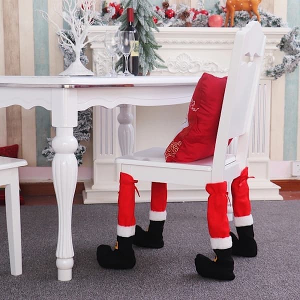 Julebord- og stolebensbeskyttere, strømper, julemandsfødder, sko, hjemmesko, forhindrer ridser, reducerer støj, nyhedsgaver, fest