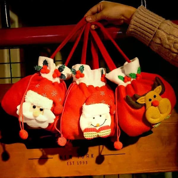Julklappspåsar Julstrumpa Väska Förpackningslåda Julgodispåse Barn Handhållen Prydnad Julklappspåse 5