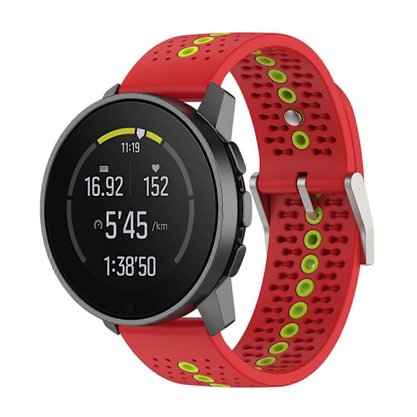 Farverig hul silikonerem til Suunto 9 Peak Red Green