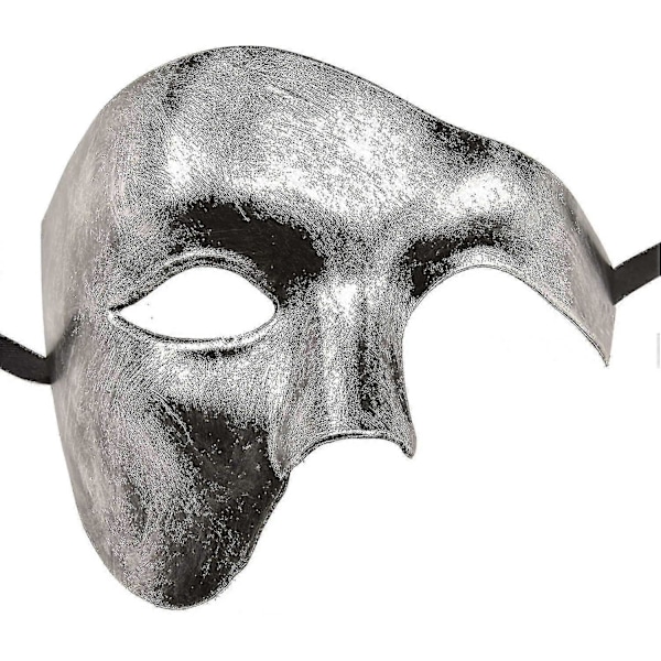 Mask för män Halloween Fantom Operan Maskeradmask Silver