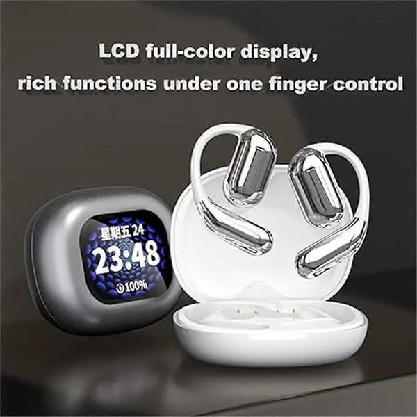Over The Ear Earbuds XP2 Earbuds Trådlösa Öppna Öron Bluetooth Hörlurar Lyssna Pekskärmskontroll Med LED-display Som Present Gray