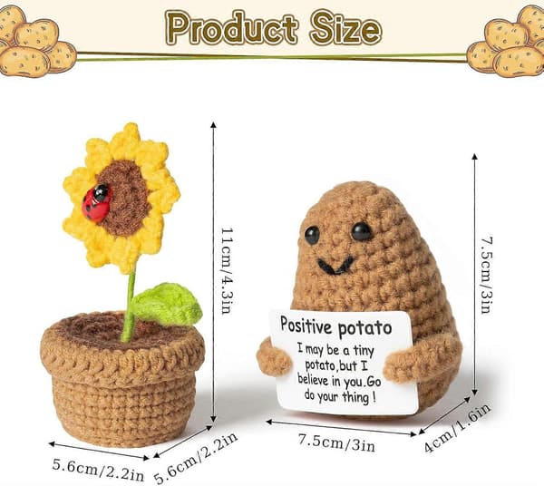 Fickkram Positiv Potatis Stickad Potatis Set Kreativ Stickad Ull Potatis Solrosdocka Fickkram