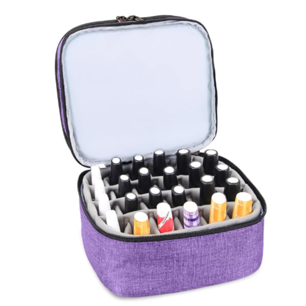 Väska - Rymmer 30 Flaskor (15ml-0.5 fl.oz), Nagellacksväska, Tvåvåningsorganiserare - Lila