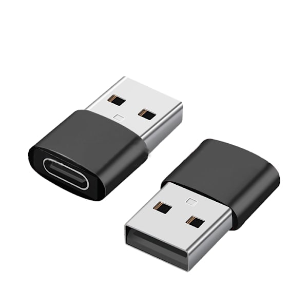 2-pakning USB-C til USB-adapter for dataoverføring og lading Black