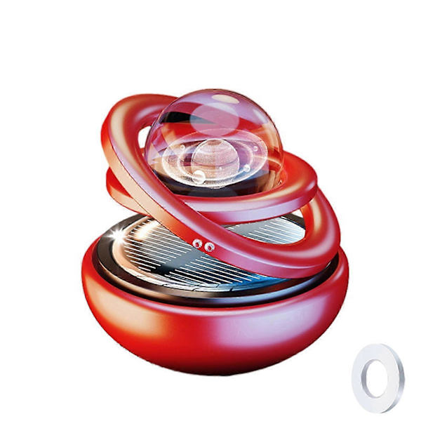 Solar Bil Luftfrisker Roterbar Ring Klar Planet Kugle Langvarig Duft Luftrensende Auto Aromaterapi Diffuser Ornament Bil Interiør Tilbehør Red