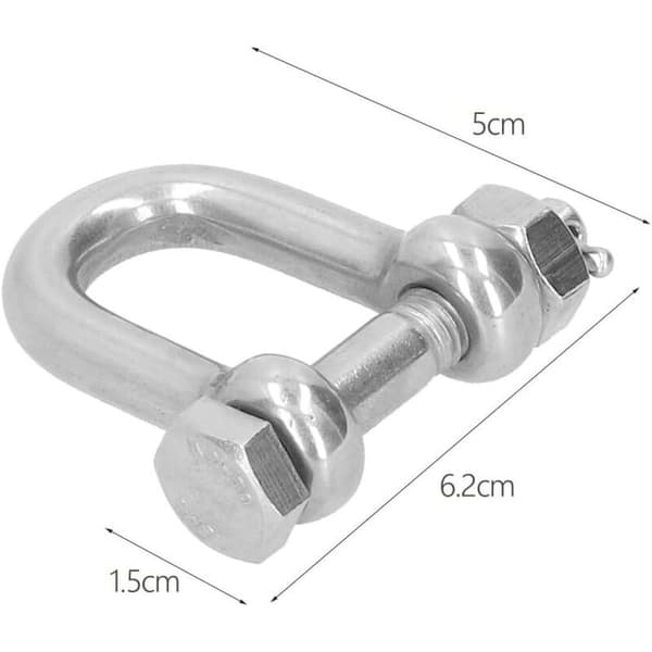 Stykker D-ring anker sjækel, M10 rustfrit stål sjækler, kraftig D-formet sjækel 500 kg/1102,3 lbs