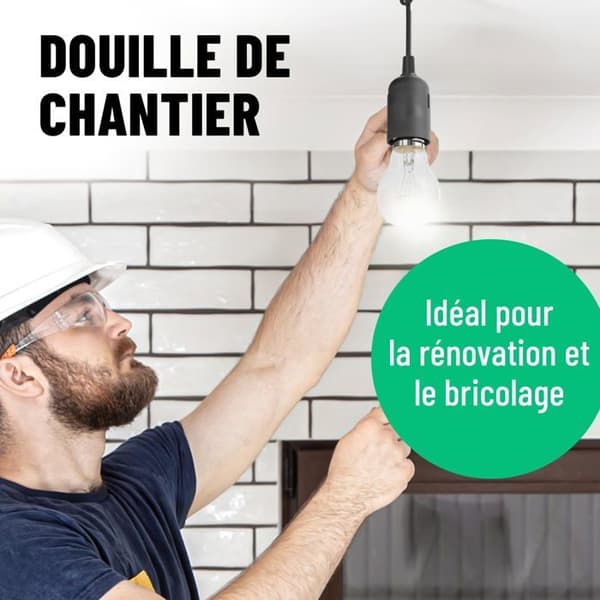 3x E27 fatning sort med hurtigstik og kabelaflastning - Renovering maks. 60W 250V - Til byggeplads med pærer