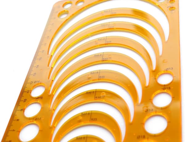 Set med 2 Plast Cirkel Radie Båge Master Schablon Cirkel Geometrisk Ritning Mätmall Schablon Linjal