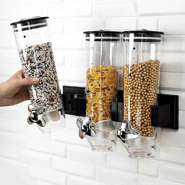 Cereal Dispenser Matförvaring Bekväm Förvaring Lufttät Funktion Separator Bärbar Matbehållare Stöd för Kök Style E