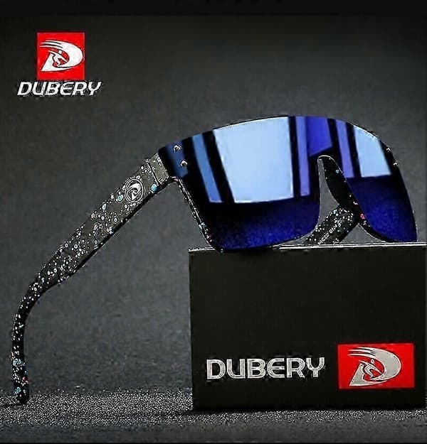 DUBERY Stora Polariserade Fyrkantiga Solglasögon för Män Cykelsportglasögon Heta MX Blue