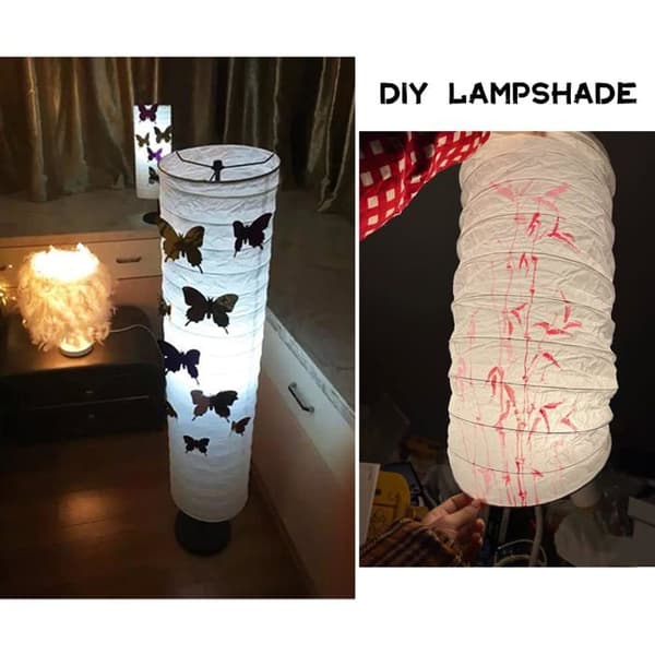 Lampeskærm - 1 Enhed - Risepapir og Metal - Diffust Lys - Stue, Soveværelse, Hotel - Hvid 22x94cm
